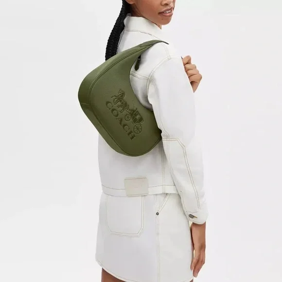 Coach Carmen Shoulder BagForest Green Leather Hobo Bag NWOT - Picture 3 of 14